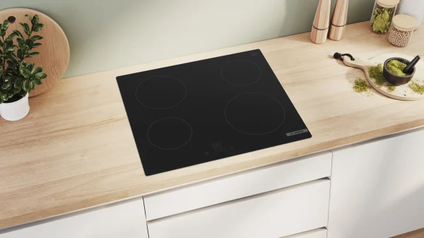 Series 4, Electric hob, 60 cm, Black, surface mount without frame